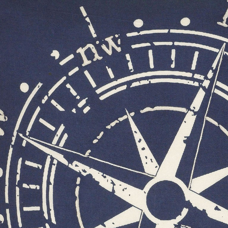  18" Navy and White Nautical Compass Throw Pillow