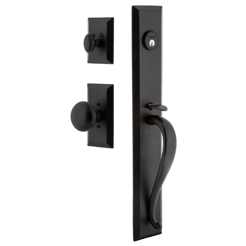 Matte Black Iron Dummy Handleset with Keep Knob