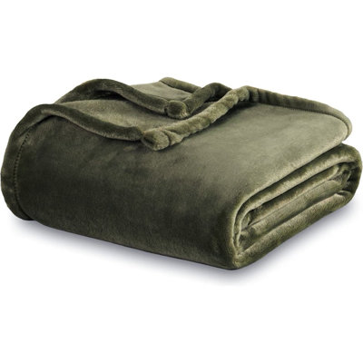 Dark Green Solid Flannel Throw Blanket, Ultra Soft Plush Fleece Blanket for Sofa, Couch, Bed, All-Season Cozy Decorative Blanket