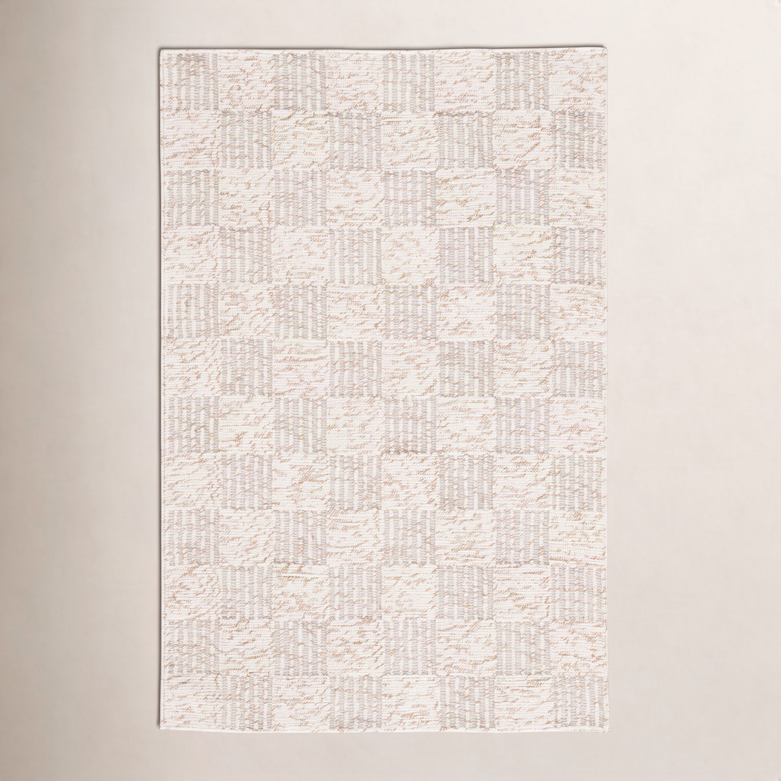 Abbi Brown Ivory Hand-Woven Checkered Rug, Rectangle 4' x 6'