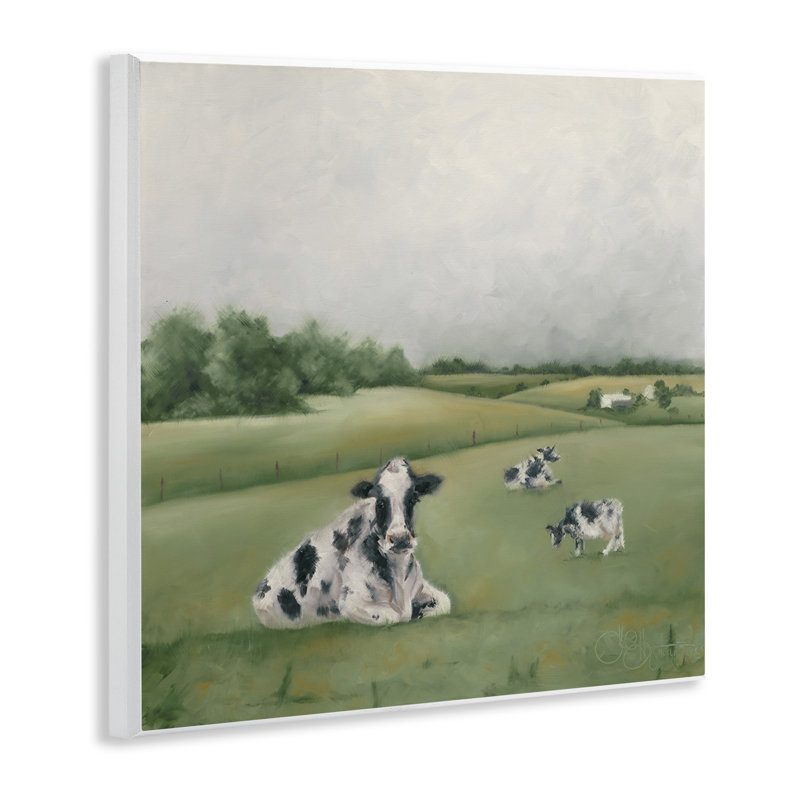 Vaches laitières broutant - peinture sur toile