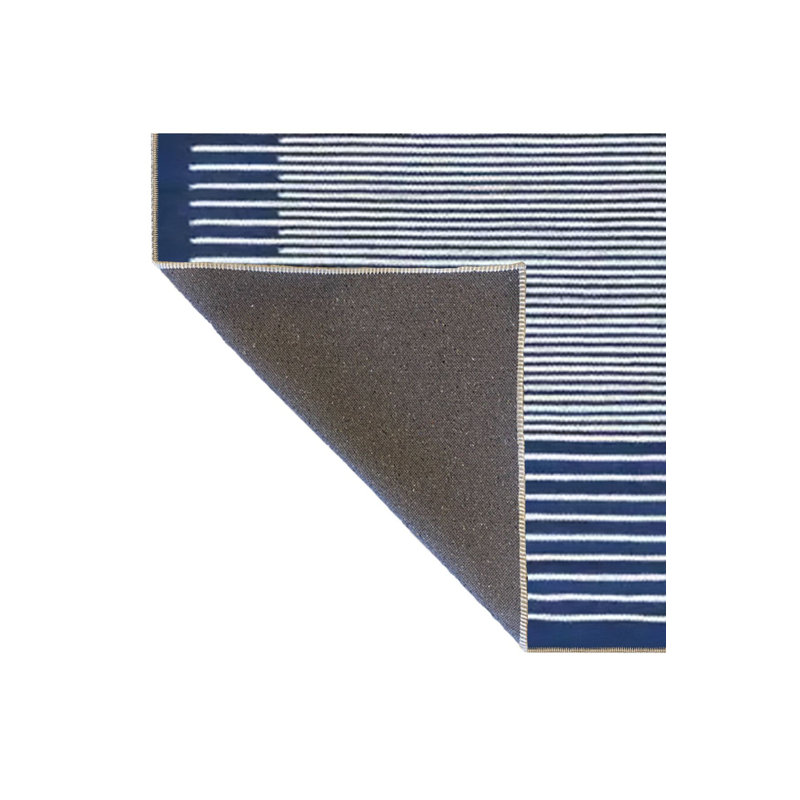 Tapis lavable décoratif à rayures bleues, Sous-tapis rectangulaire 5 pi 1 po x 7 pi 7 po inc