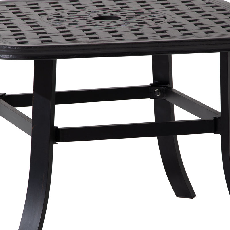 Table bistro noire 24 po avec trou pour parasol 24 po