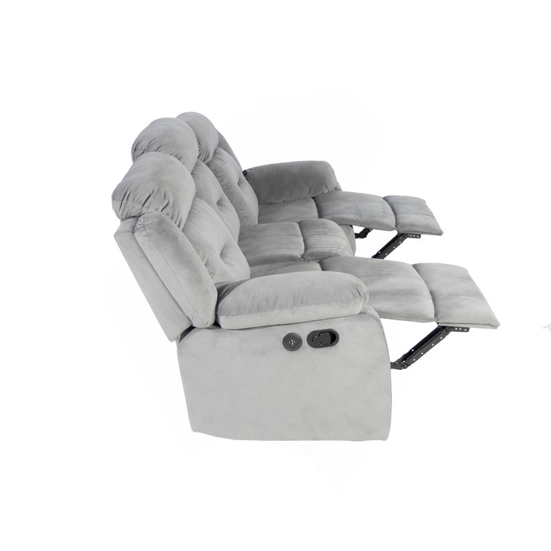 Luxurious Recliner Sofa With Plush Cushions And Convenient USB Ports For Ultimate Comfort And Relaxation., Dark Gray