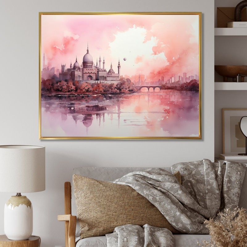 Médiévale majestueuse sur toile, H 34 po x l 44 po x P 1,5 po, Cadre flottant doré