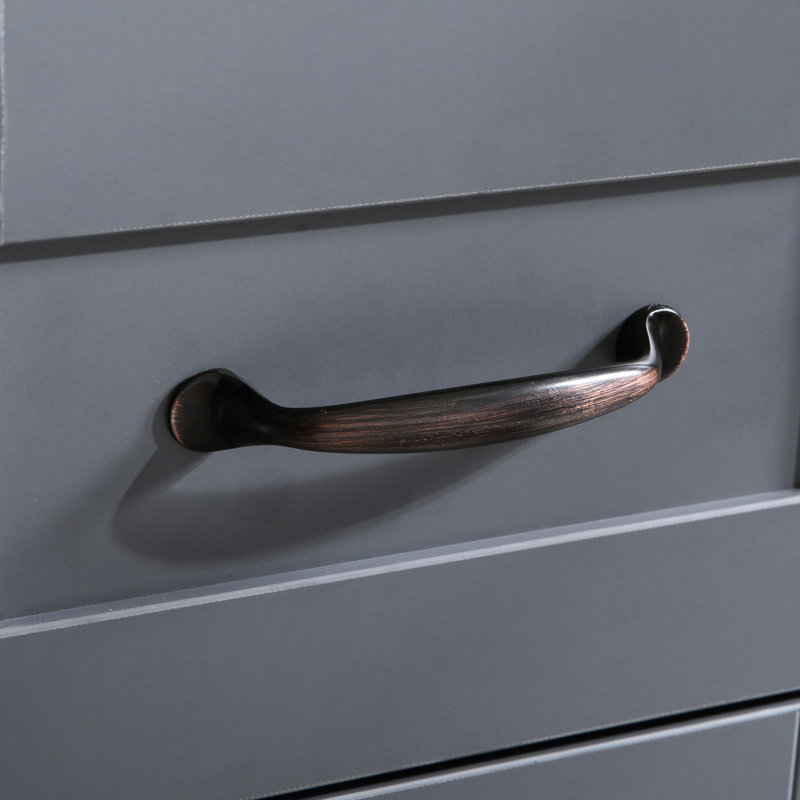 30" Gray Bathroom Vanity With Hinges And Mirror - Shatter, Oil Proof, Stain- Dark Blue Chic Bronze Handle Special Sheet Coating, Tranquility Like Sea