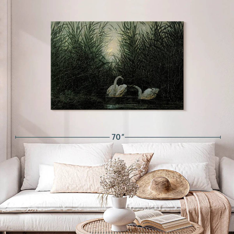 Brampt Swans In The Reeds, 30" H x 45" W