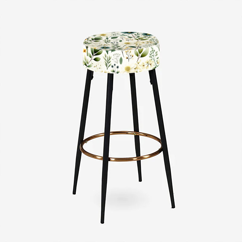 Ensemble de 2 tabourets à imprimé animal, Botanical Wanderlust - vert et blanc