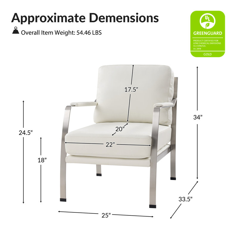 Fauteuil en cuir véritable Sif Modern, Cuir véritable blanc