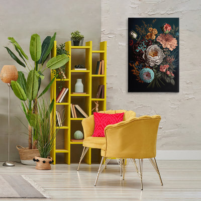 Fleur réaliste réaliste sur toile noire, design par Creative Studio