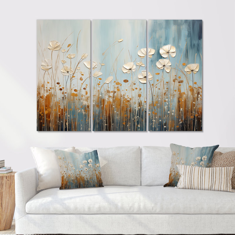 Minimalisme, fleurs sauvages, ensemble d'art sur toile Meadow, H 40 po x l 60 po x P 1 po