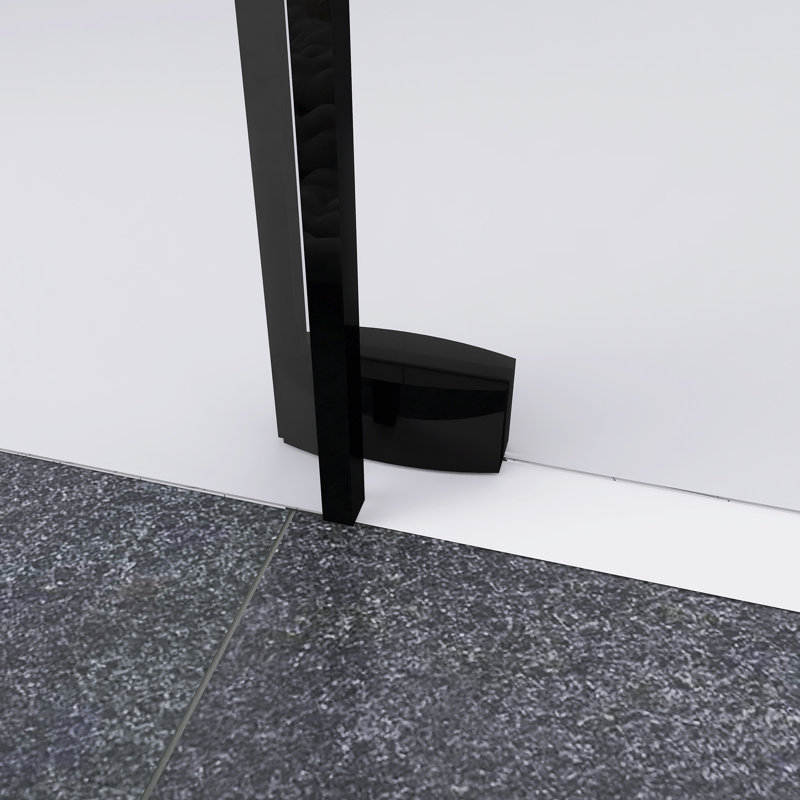 60'' W x 76'' H Single Sliding Door Frameless Shower Door, Black