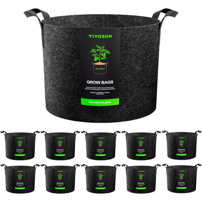 10-Pack Reinforced Planter Fabric Grow Bags for Gardening