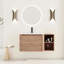 Ensemble de meuble-lavabo mural 40 po avec tablettes en céramique blanche, 1 porte à fermeture en douceur, emballage Kd, conception en contreplaqué, charnières à fermeture silencieuse, bordures d'armoire arrondies-1251539317