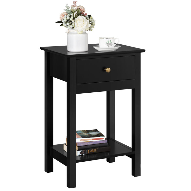 Side Table With Ample Storage Space, Black