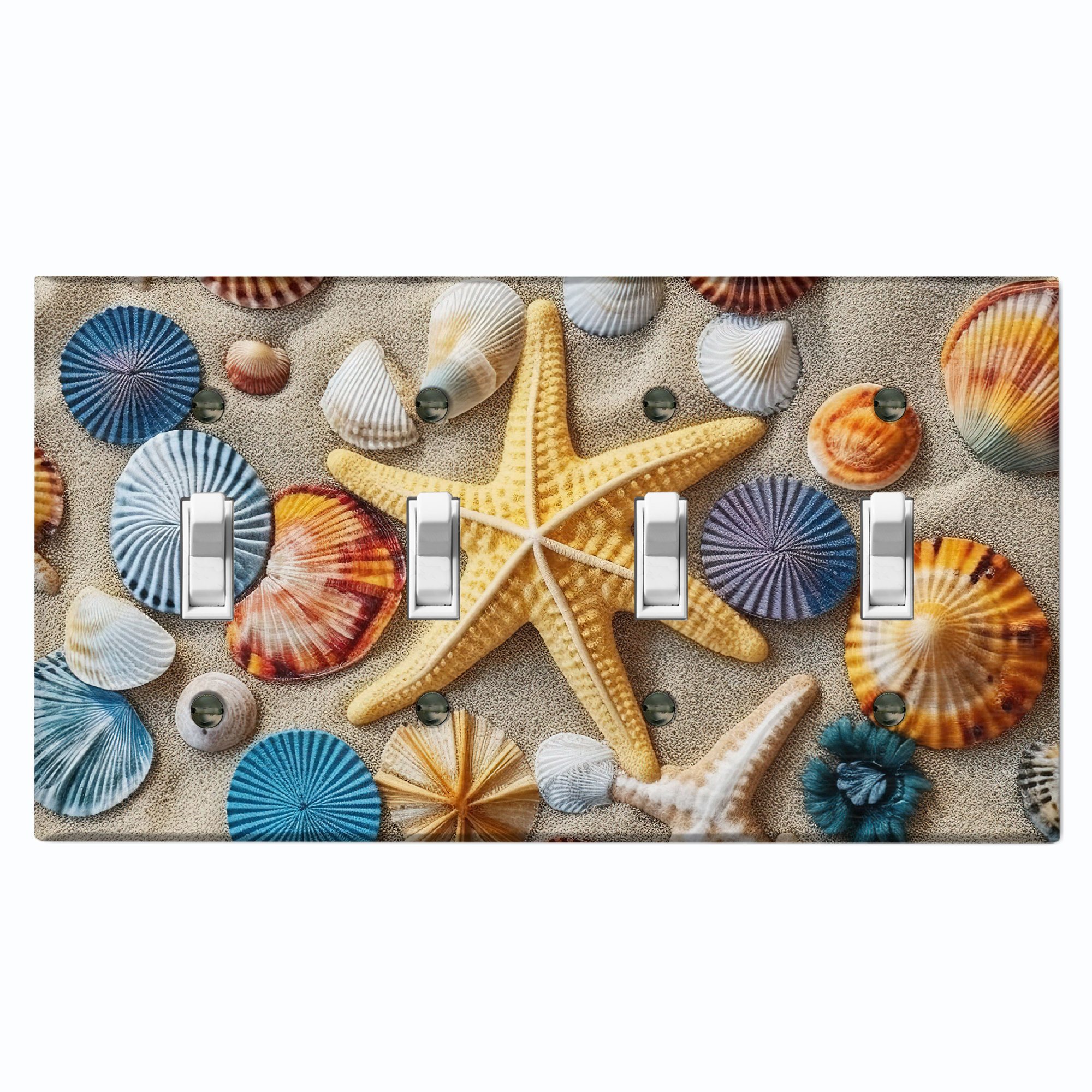 WorldAcc Ocean Sea Shell Star Fish Beach Nature Themed 4 - Gang Toggle ...