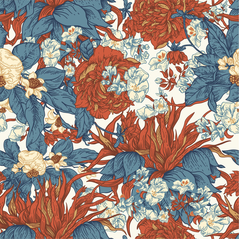 Peel & Stick Floral Wall Mural, 8.33' W x 8.33' L