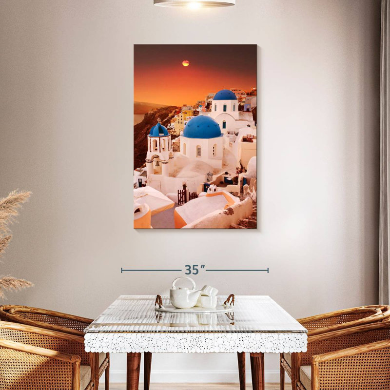 Aime, coucher de soleil sur Santorin, H 24 po x l 16 po