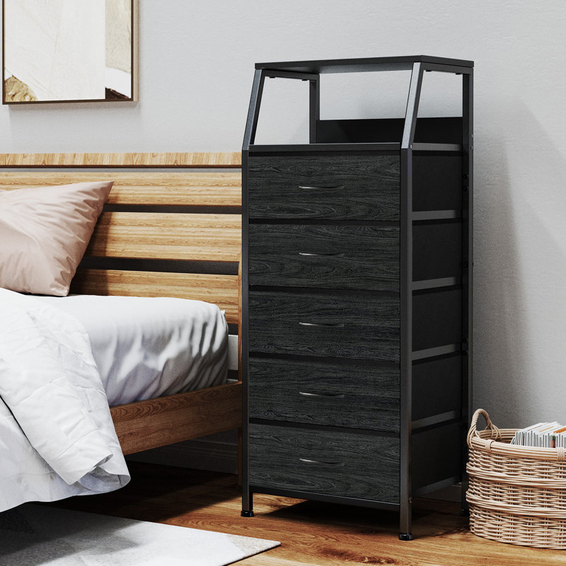 Commode 5 tiroirs Telia, Noir