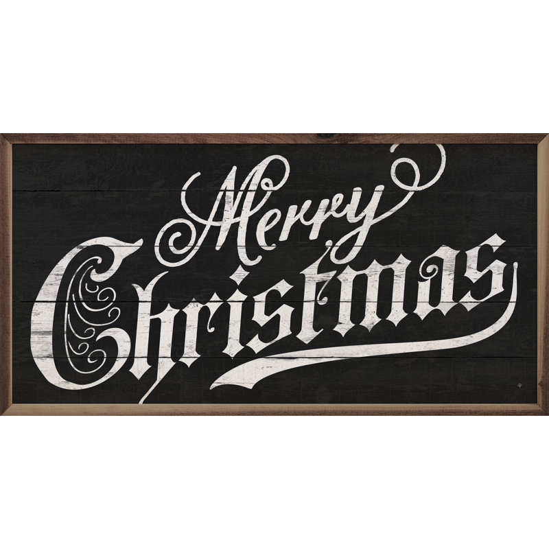 Rétro «Merry Christmas» rétro, H 18 po x l 36 po, Noir / blanc