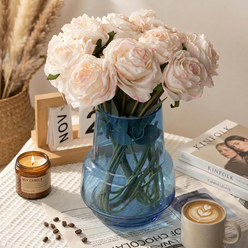Blue Glass Flower Vase