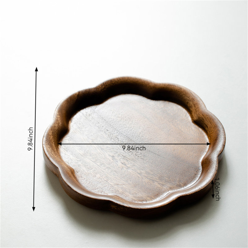 Plateau en bois de noyer, H 1,06 po x l 9,84 po x P 9,84 po