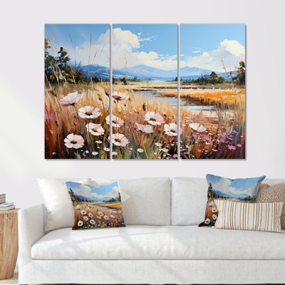 White Wildflowers Mountain Charm - Wildflowers Canvas Art Set