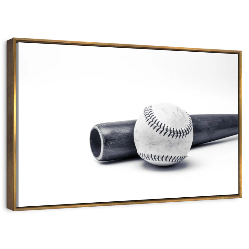 Baseball et batte, Cadre flottant doré, 31 po x 21 po