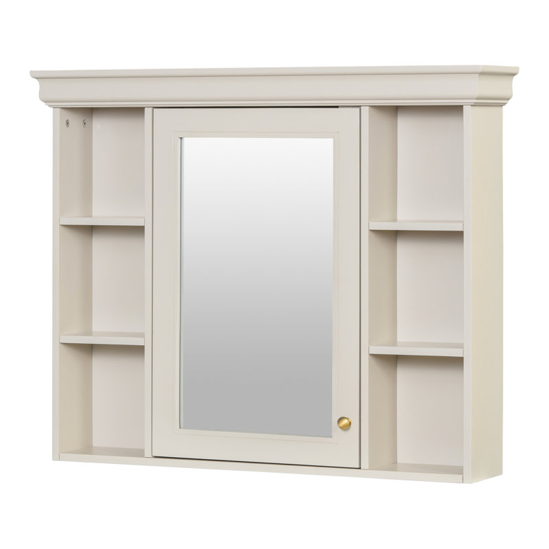 Armoire de salle de bain moderne moderne avec rangement dissimulé crème beige