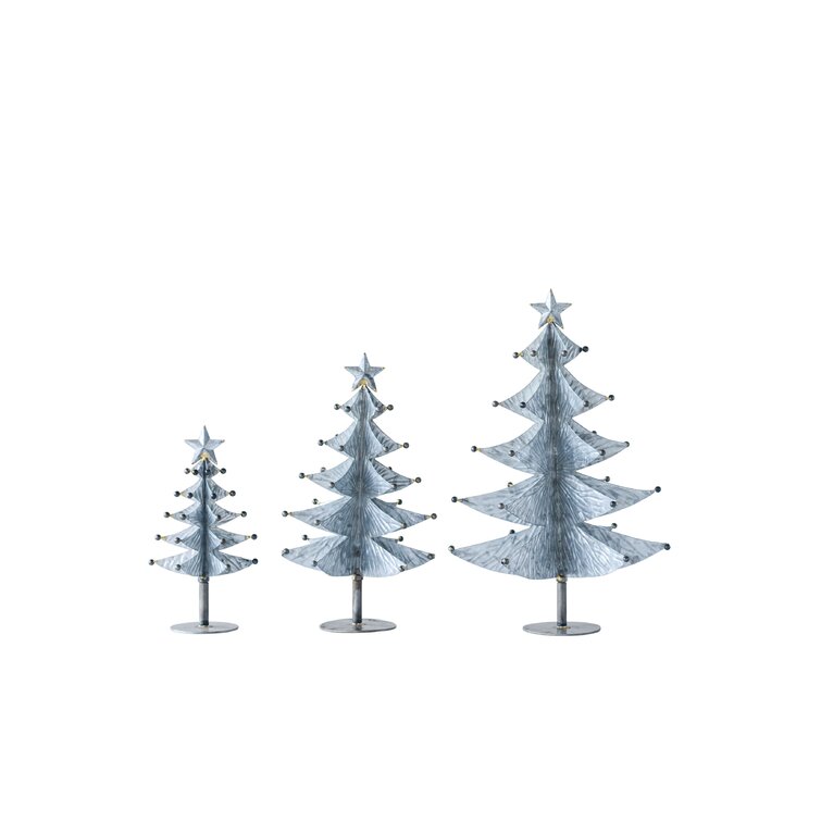 3 Piece Galvanized Metal Tabletop Tree Set