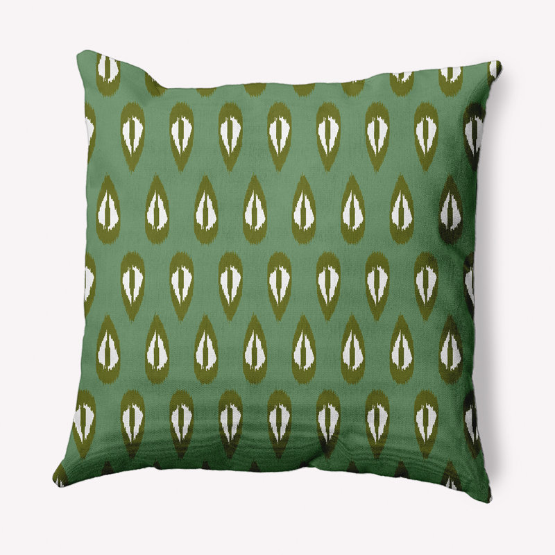 Coussin décoratif intérieur / extérieur Happy Hippy Ikat Tears, 20 po x 20 po, Vert