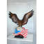 Statue aigle avec drapeau américain en bronze - symbole de force et de liberté Vappu, L 32 po x l 14 po x H 35 po