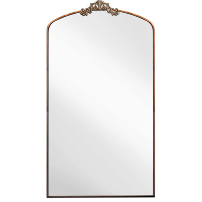Metal Framed Vintage Ornate Mirror 36X66 Inch - Full Length Floor For Bedroom, Living Room, Entryway Prestigious Feel Arched Antique Bronze Decor