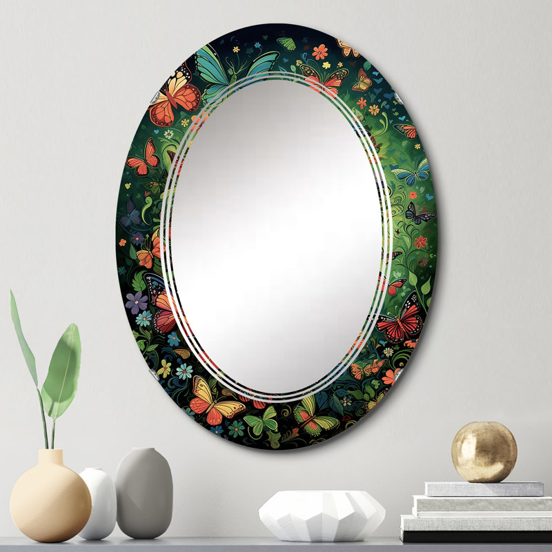 Lakota - Miroir mural moderne ovale, 30 po x 20 po