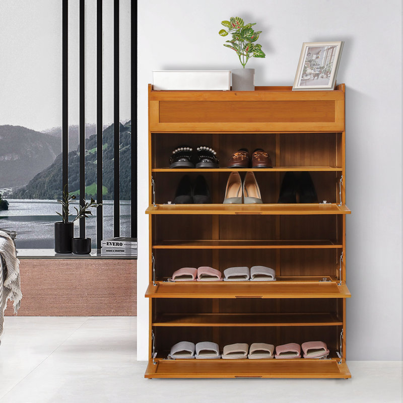 Brown Bamboo 7-Tier Waterproof Hanging Shoe Rack