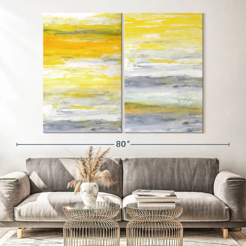 Pop Of Yellow Abstract II Multi Piece Canvas Print, 45" H x 61" W x 1.25" D
