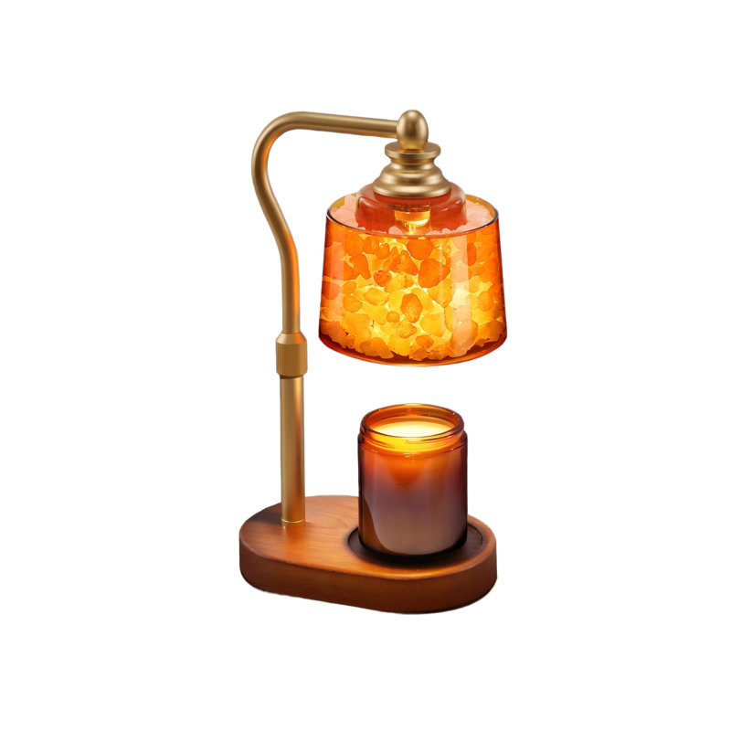 Lampe chauffe-bougie 3-en-1 avec minuterie, intensité variable, lampe au sel de l'Himalaya et diffuseur passif, cadeaux de réchauffement de la maison, chauffe-bougie en cire pour bougies en pot (or)
