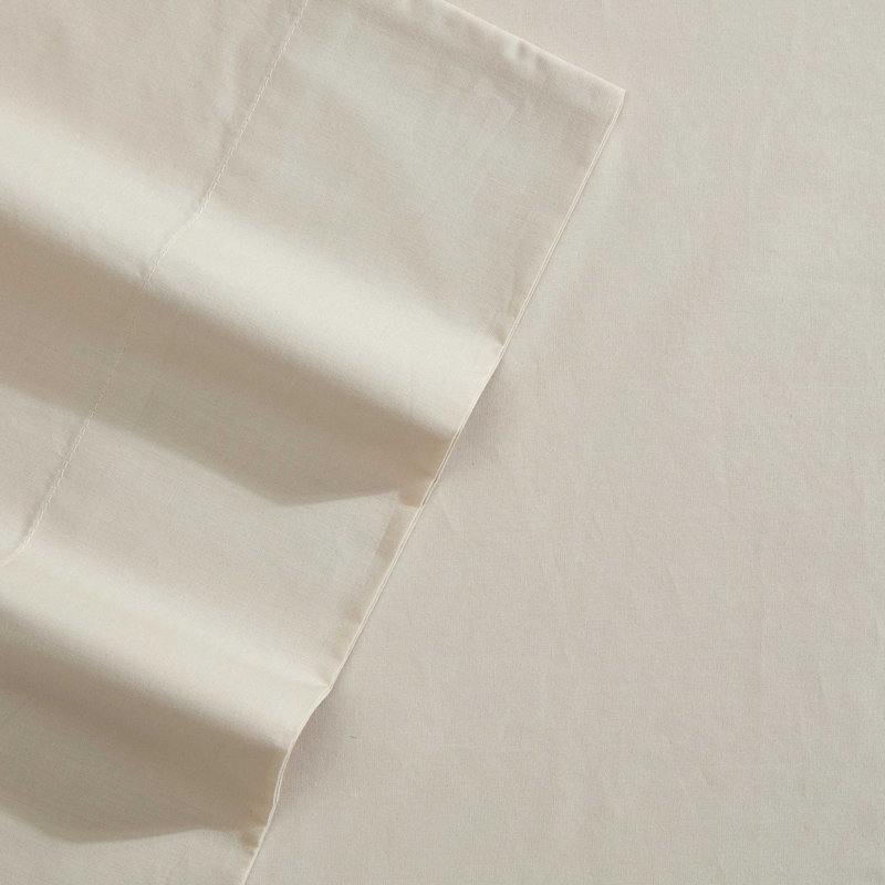 Ensemble de draps en coton percale de couleur unie Nautica, Ensemble de draps pour lit simple TG avec 1 taie d, Beige uni