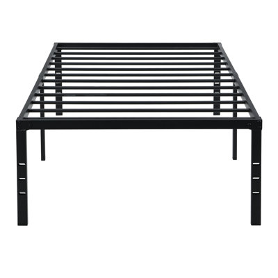 Heavy Duty Twin Black Metal Bed Frame Featuring Quick Assembly, Silent Operation, 750 - Pound Capacity, Firm Mattress Support From Reinforced Slats, Ample Under Storage, And Holes For Boards, Ideal