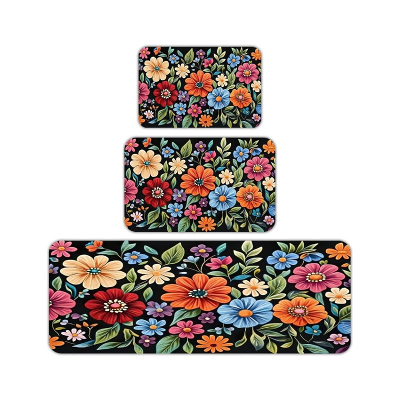 Ensemble de 3 tapis de cuisine Floral Botanical Floral