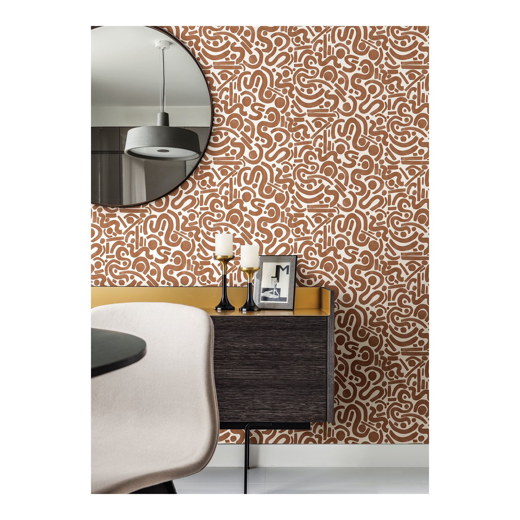 Peel & Stick Geometric Wallpaper, Orange