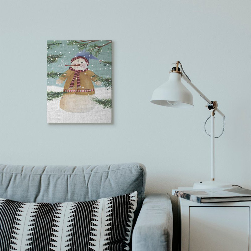 « bonhomme de neige », impression sur bois, H 20 po x l 16 po, Toile tendue