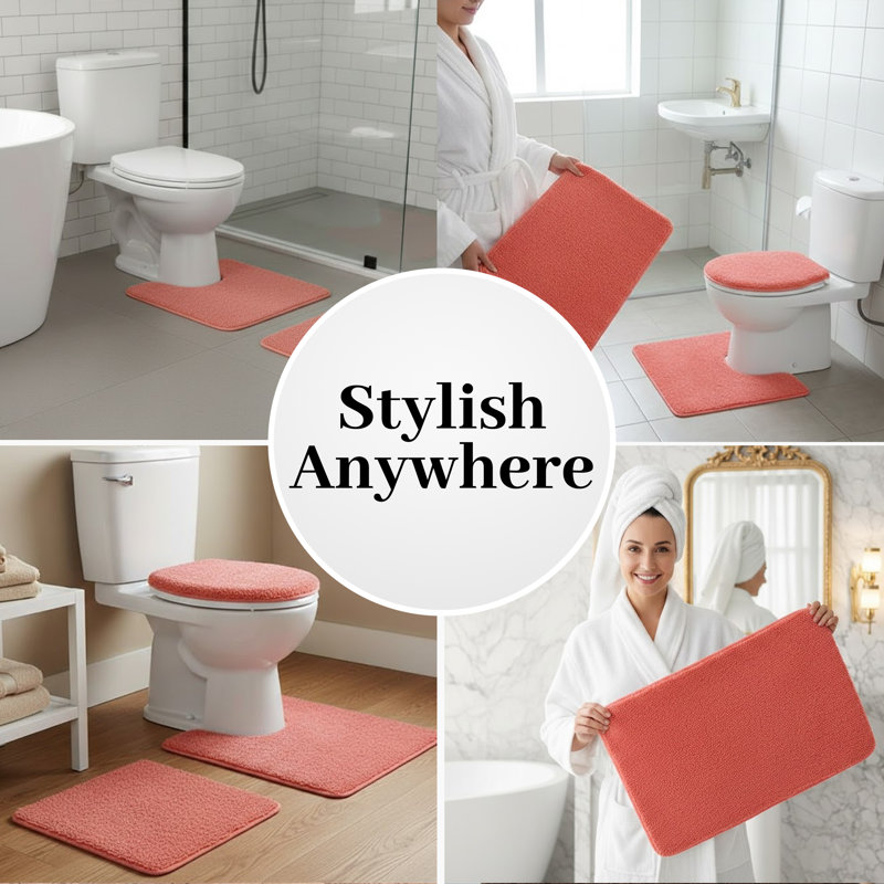 Ensemble de tapis de bain moelleux 3 pièces avec envers antidérapant Soft Comfort