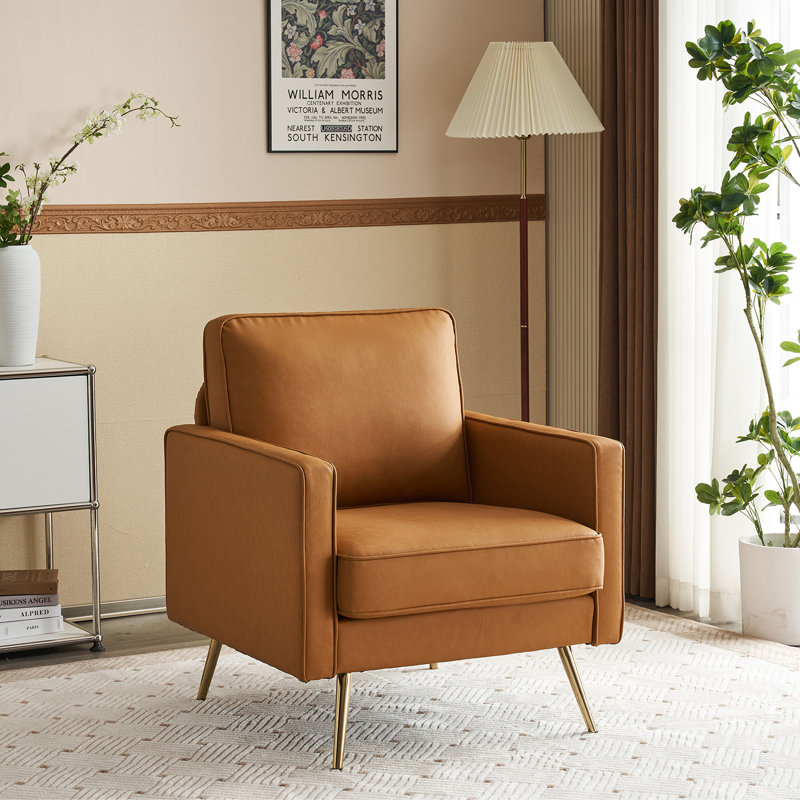 Fauteuil club Bakker, Similicuir brun