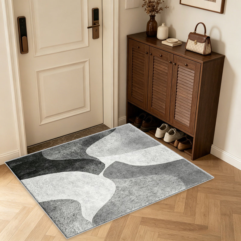 Grey Black Abstract Wave carpet-easy to clean, machine-washable, soft and comfortable; suitable for door mats, kitchens, living rooms, bedrooms, corridors, and laundry areas. Easy to clean, durable carpet for home decoration.