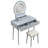 Luxury Vanity With Gray Finish, Led Lighted Mirror Smart Touch Sensor, 4 Drawers Storage And Padded Stool For Bedroom Finish Mirror, Decorative Upgrade-1337779618