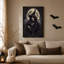 «Witch with Black Cat Under Full Moon In Dark», art mural sur toile-232379950