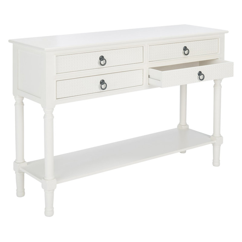 Haines 4-Drawer Bottom Shelf Console Tablevisit The Safavieh Store, White