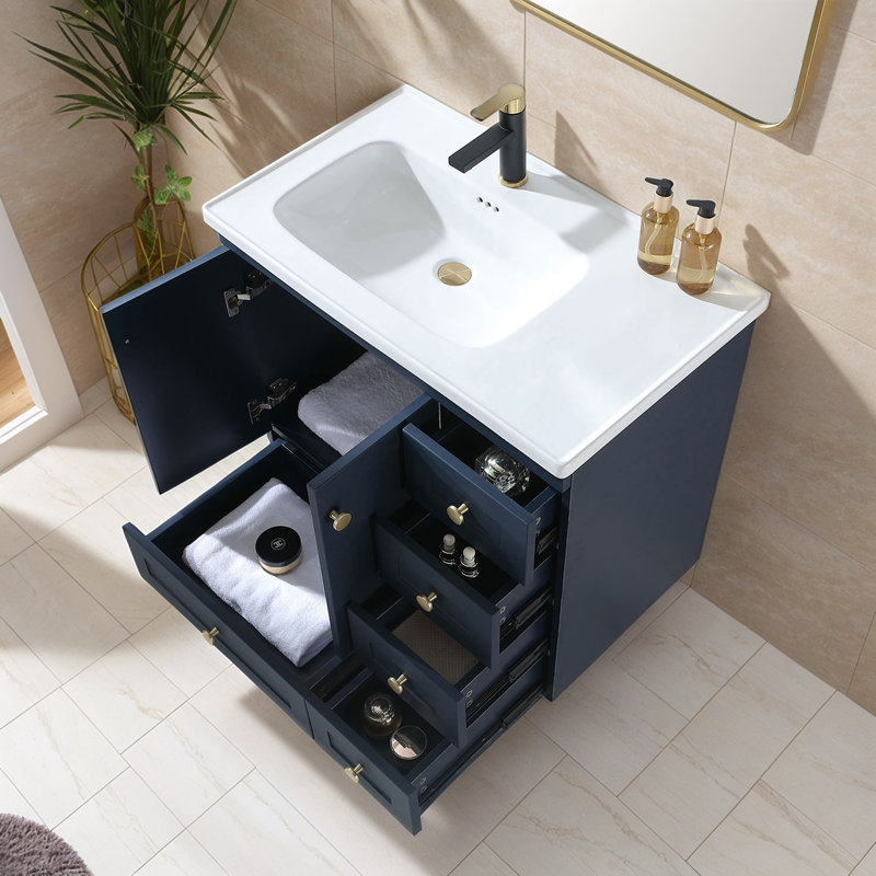 32'' Blue Free-Standing Single Bathroom Vanity Set