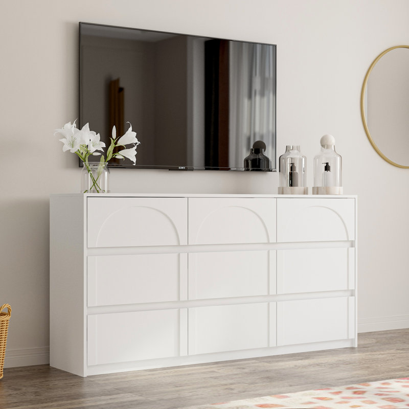 Commode 9 tiroirs Sallye, Blanc